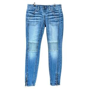 Vigoss Jeans Women Size 29 Blue The Motto Skinny Zip Ankle Stonewash Biker Denim